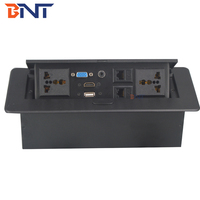 Table de réunion de bureau encastrée avec 2 prises AC, 2 ports USB, prise de courant encastrée pour bureau, alliage d'aluminium, câbles de 30 cm, certifiée CE