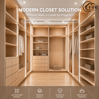 Armoire sur mesure de style italien avec éclairage à capteur, portes vitrées, tiroir à bijoux et coiffeuse