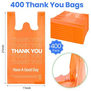 Plastic Shopping <b>Bags</b> 11x6x21 Inch With Handles Thank You Design Colorful Bulk Grocery T-Shirt <b>Bags</b> Medium Size - Product Image 2