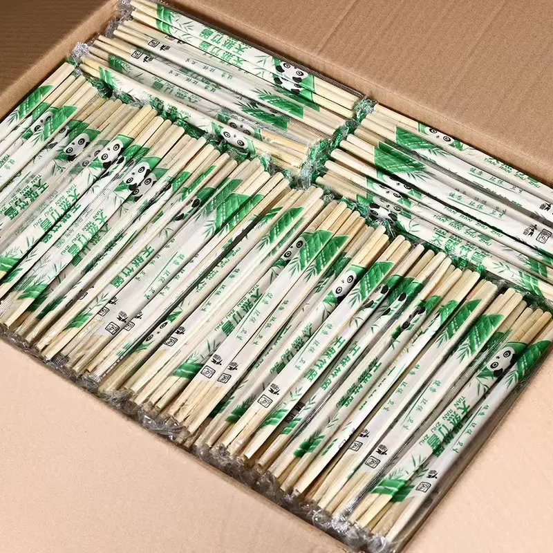 Wegwerp Hoge Kwaliteit Hot Selling Groothandel Goedkope Prijs Natuurlijke Bamboe Papier Verpakte Eetstokjes Met Logo