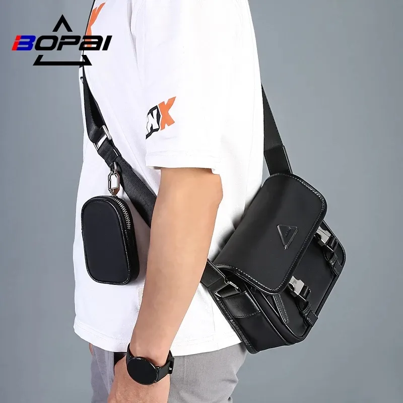 Wholesale custom bopai men fashion lightweight waterproof trendy crossbody shoulder business messenger bag