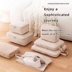 Ensemble de 6 sacs de compression de voyage grande capacité en tissu à mémoire de forme pour un emballage pratique des bagages - Product Image 3