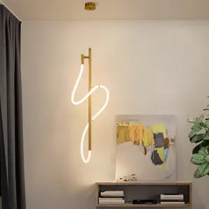 Nordic Modern Minimalist Artistic Flexible LED-Leuchte Golden Metal Led Linear Silica Gel Kronleuchter