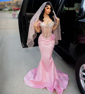 Eleganti Abiti da Ballo in Cristallo 2026, Vestiti da Cerimonia a Sirena con Paillettes Scintillanti, Abito da Donna Personalizzato Stile Dubai - Product Image 1