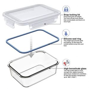 BPA Free Glass Food <b>Storage</b> Container Set with Airtight PP <b>Lid</b> Keep Food Fresh for Meal Prep and Lunch <b>Box</b> Use - Product Image 2