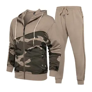 남성 캐주얼 조깅 세트 크루 넥 긴 소매 풀 지퍼 까마귀 운동복 및 조깅 바지 Sportsuit