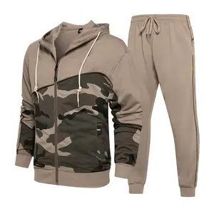 Mannen Casual Jogger Set Crewneck Lange Mouwen Full Zip Hoodie Sweatshirt en Joggers Broek Sportsuit