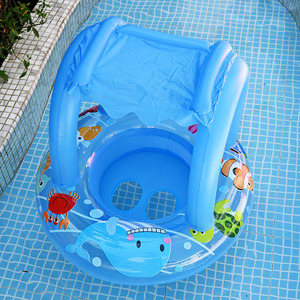 ABC <b>Inflatable</b> Child Swimming Ring With Sunshade 80x60x55cm Cartoon Print For Pool Water Play - Product Image 2