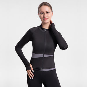 BESTELLA Damen langärmeliger Lauf-Schnelltrocknung Fitnessanzug Oberteil Slim Reißverschluss Herbst/Winter Sportmantel enges Motte solide - Product Image 3