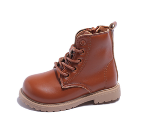 Nouvelles bottes courtes pour enfants style britannique, chaussures en cuir solides pour garçons, bottes courtes en cuir à lacets pour étudiants - Product Image 1