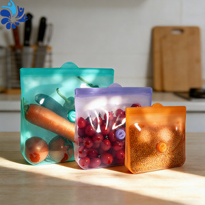Silicone Food Storage Bags Small Medium Large <b>Set</b> <b>Microwave</b> Safe For Grains Vegetables Fruits Kitchen Use - Product Image 1