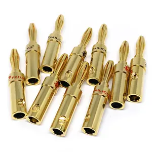 Onlyoa Hi-End HIFI Copper Gold plated 4mm Banana Plug Speak Cable Connector Screw Jack Adapter