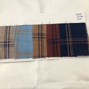 Tissu en lin 100% délavé à carreaux mélangés - Product Image 1