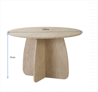 Table à manger ronde en bois JJZ-010, moderne, 1200 mm, 4 places, style travertin, table en MDF pour usage hôtelier, marché européen et moyen-oriental
