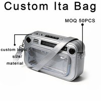 Sac Ita personnalisable avec fenêtre transparente pour l'affichage de badges, design radio créatif, thème anime pour femmes, pour les fans d'anime