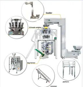 آلة تغليف ووزن أوتوماتيكية لحبيبات الكاجو 250 جرامًا مكونة من 10 دلوًا/آلة تغليف الفواكه المجففة
