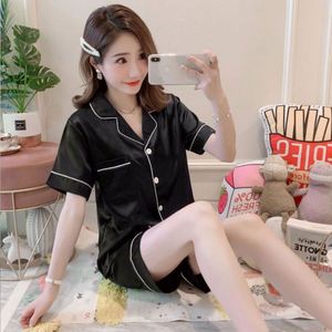 K2082 <b>Women</b> Sexy Lingerie <b>Pajamas</b> Set 2Pcs Breathable <b>Summer</b> Autumn Spring Elegant Short Sleeve Top Shorts Night Suit Underwear - Product Image 5