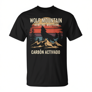 Camiseta Wolf Mountain Retro Howling Wolf Nature para hombre, color negro, talla grande - Product Image 2