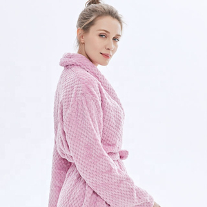 Robes de luxe chinoises en flanelle rose, textile pour la maison, Robes de nuit, Sexy, couleur unie - Product Image 2