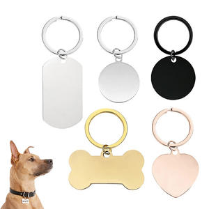 Брелок из нержавеющей стали с геометрическим сердцем и косточкой, персонализированный идентификационный брелок для животных, именная бирка для кошек и собак с кольцом для ключей - Product Image 1