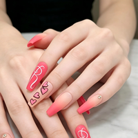 24 faux ongles longs en PMMA, design cercueil, à presser, pour mariée, demoiselle d'honneur, soirée, prêts à poser