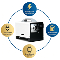 Chauffage diesel 12V/24V/220V avec écran LCD, chauffage rapide, appareil de chauffage portable adapté aux camions et aux camping-cars
