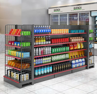 Étagère de supermarché en métal, simple face, durable, protection contre la corrosion, économique, pour les magasins de détail et les épiceries