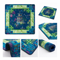 Tapis de Mahjong Américain 33,07 Pouces Bleu Marine en Microfibre Polyester Caoutchouc Naturel Antidérapant Écologique Pliable Portable Ancien