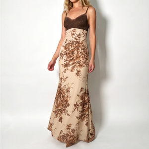 Vestido Maxi de Encaje Floral Vintage, Sin Tirantes, Sin Mangas, Liso, Teñido, Cintura Natural, Largo, Casual, para Mujer, Verano - Product Image 3