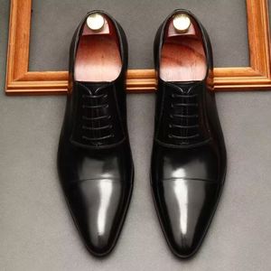 New Style British Leather Shoes-men's Cowhide Pointed-toe Lace-up Waterproof Autumn Business Formal Shoes-trendy Men's Shoes - Product Image 2