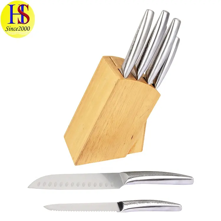 Professional 8PCS Classic Hollow Handle Stainless Steel Kitchen Chef Knife Set with Wooden Block
