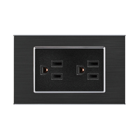 FIKO American Standard Prises et interrupteurs muraux 118 Type 15A Panneau de tréfilage en aluminium noir avec USB/Type-c