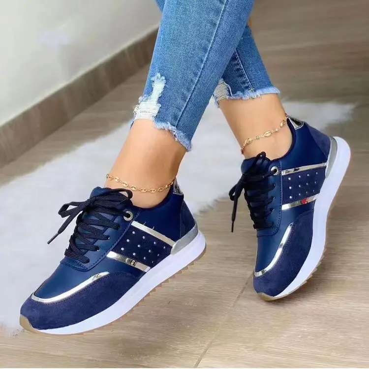 Trendy Breathable Light Weight Sneaker For Women Solid Color Round Head Casual Sport Shoe Woman