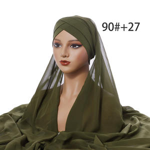 Ensemble de hijab instantané de luxe en mousseline de soie unie quatre saisons écharpe malaisienne avec bonnet de sous-foulard en jersey intérieur fabriqué en Chine - Product Image 5