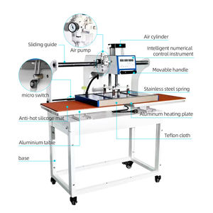 Prensa térmica plana semiautomática neumática de doble calentamiento de 40*60 cm (24''x 16'') 110V 220V - Product Image 2