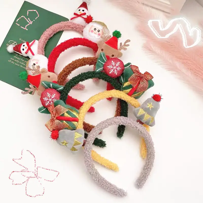 Wholesale NEW Christmas Headband Antlers Santa Claus Xmas Tree Hat Hairband Kids Adult Christmas Party Deals Hair Accessories