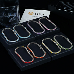 High Quality Colorful 4 Claw Setting 925 Sterling Silver 18k White Gold Plated Pink Green Zambian <b>Rainbow</b> Moissanite Bracelet - Product Image 4