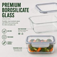 5 x 1040ml glazen voedselcontainers met deksels - voedselbewaarboxen luchtdicht & stapelbaar, vaatwasser-, vriezer- & magnetronbestendig