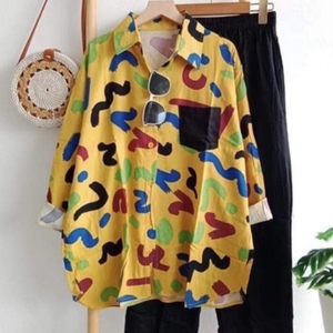 Women's Printed Casual Long Sleeve Shirt Long <b>Pants</b> 2 Piece Set Fashion - Product Image 4