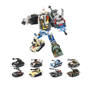 QIZHILE – ensemble de blocs de construction de modèle Robot Transformable 8 en 1, <span class=keywords><strong>Bloc</strong></span> de construction de réservoir à transformer en robot, <span class=keywords><strong>Bloc</strong></span> de construction à assembler soi-même - Product Image 1