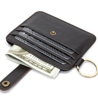 Portefeuille minimaliste en cuir véritable de haute qualité pour cartes d'identité, de crédit et bancaires avec porte-clés, vente en gros, fabricant