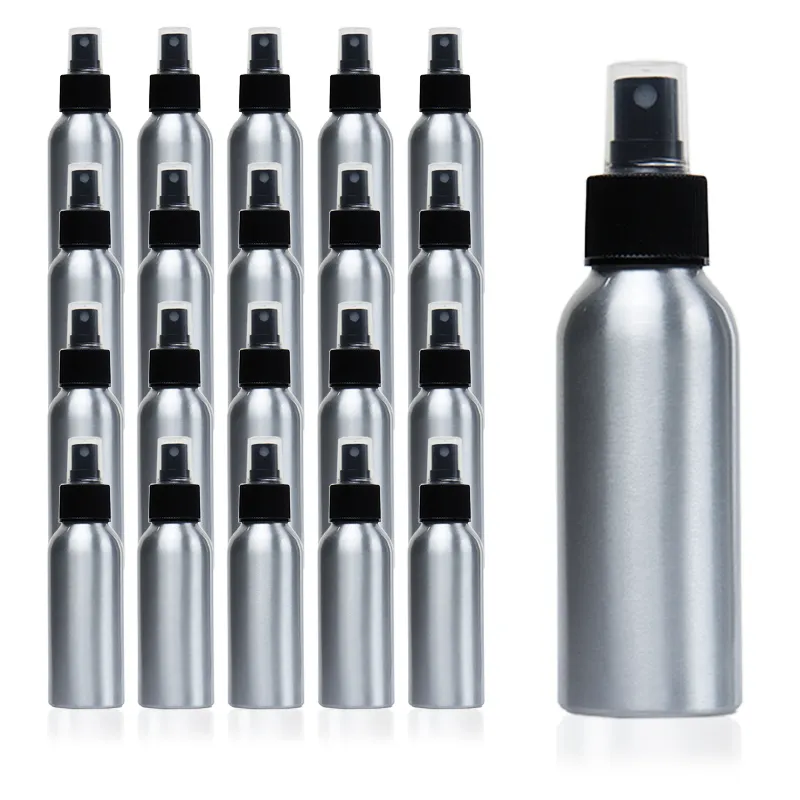Botol penyemprot kabut Lotion Toner kosmetik aluminium perak isi ulang 40ml 50ml 100ml 200ml 4oz 5oz 8oz