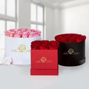 Mothers Day Preserved Flower Customized Logo Factory Stabilized Eternal Immortal Preserved Roses Velvet Box Round Square Heart