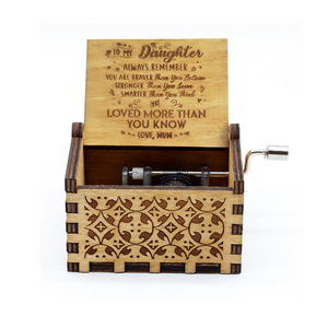 YIYU Hot Pick Hand Crank Laser Engraved Wooden Music Box Modern Rectangle Design Fashionable Creative <strong>Gift</strong> 30s Custom Music for - Product Image 4