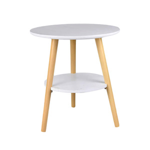 Mesa auxiliar de madera para sala de estar, mesa de centro con bandeja redonda y pata de madera sólida, moderna, escandinava, precio de fábrica - Product Image 1