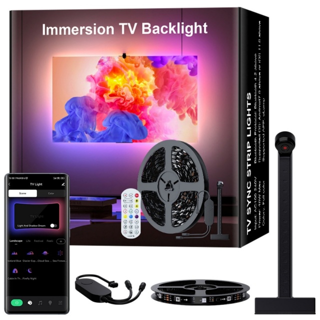 5M TV SYNC LED Strip Light TV Backlight Flexible Ribbon Diode Tape with RGBIC Color