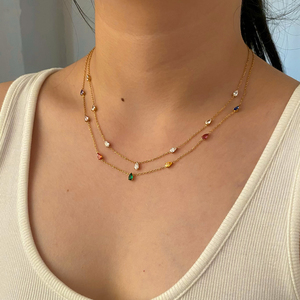 CLIORO Coloré Zircon Noël À La Mode Plaqué Or Bijoux De Mode En Acier Inoxydable Femmes Charme Colliers pour Femmes - Product Image 2