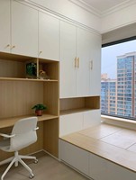 Lit de rangement Tatami au design moderne et dissimulé avec bureau escamotable pour ordinateur portable, cadre en bois anti-moisissure, mobilier gain de place pour chambre d'adolescent