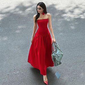 Elegante sin tirantes una línea de vestido de fiesta Moda Sólido Ropa de calle Señoras Ropa Casual - Product Image 1