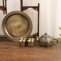 Service à thé classique exquis, style vintage de luxe léger, pour la maison, motif Dragon et Phénix, cadeau porte-bonheur, décoration chinoise portable